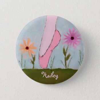 Ballet In Flowers Customizable Button by sfcount at Zazzle