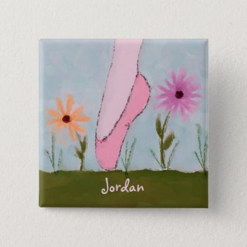 Ballet In Flowers Customizable Button by sfcount at Zazzle
