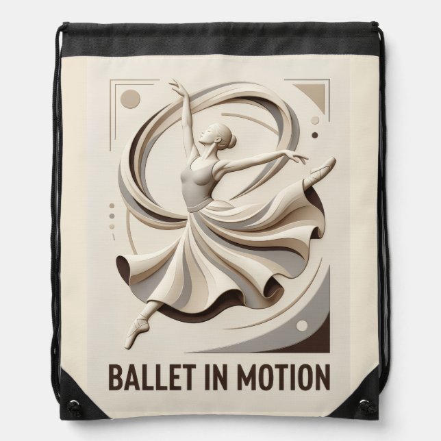 Ballet In Motion Drawstring Bag (Front)
