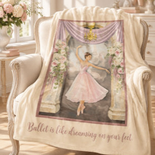 Ballet Is Like Dreaming On Your Feet Ballerina Sherpa Blanket