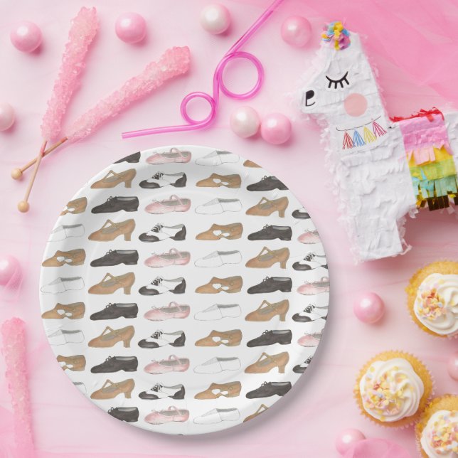 Ballet Jazz Tap Lyrical Acro Character Dance Shoes Paper Plates (Party)