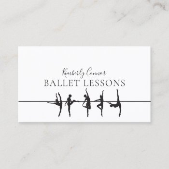 Ballet Lessons Simple White Business Card by Jolanta_Prunskaite at Zazzle