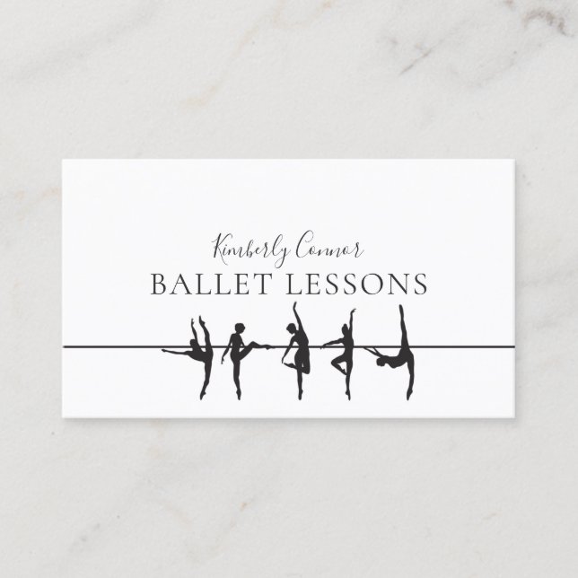 Ballet Lessons Simple White Business Card (Front)