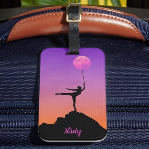 Ballet Moon Balance Personalized Name Luggage Tag