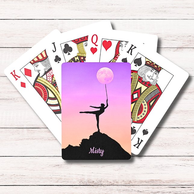 Ballet Moon Balance Personalized Name Poker Cards (Creator Uploaded)
