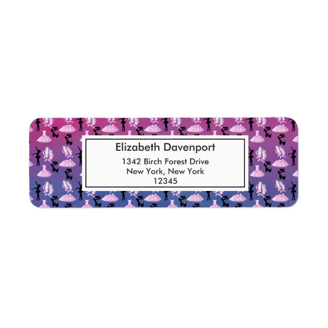 Ballet Pattern on Pink and Blue Gradient Label (Front)