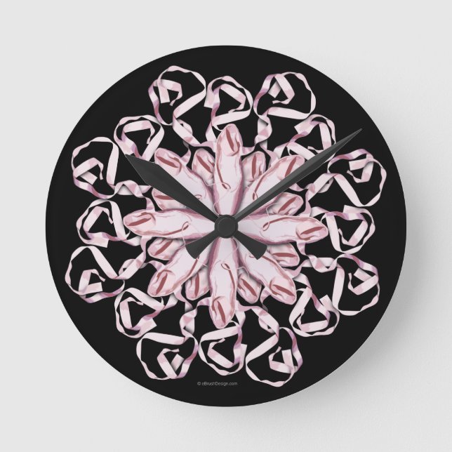 Ballet Pattern (pink) Round Clock (Front)