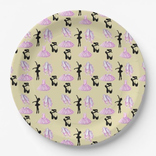 Ballet Pattern with Dance Attire and Ballerina Paper Plates