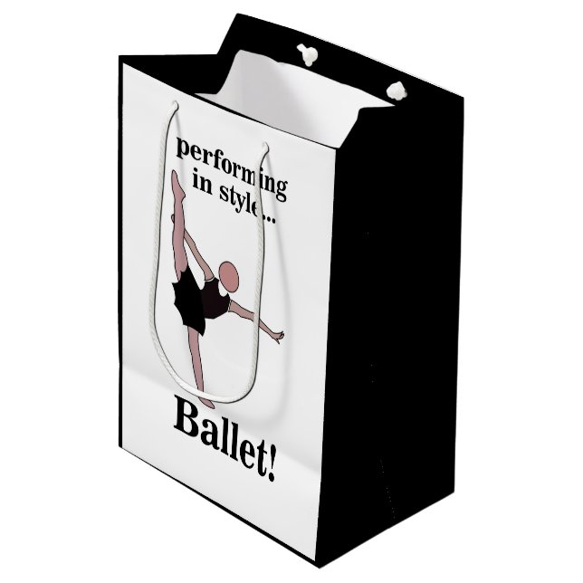 Ballet Performing In Style Ballerina Birthday Medium Gift Bag (Front Angled)