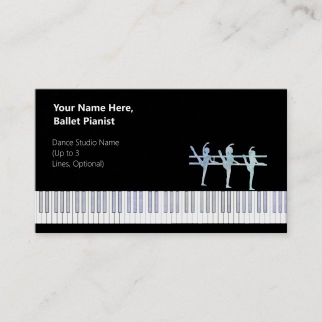 Ballet Pianist Iridescent Blue Var. Glitter Business Card (Front)