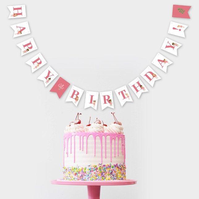 Ballet Pink Ballerina Happy Birthday  Bunting Flags (Ballet Pink Ballerina Happy Birthday Bunting Flags)