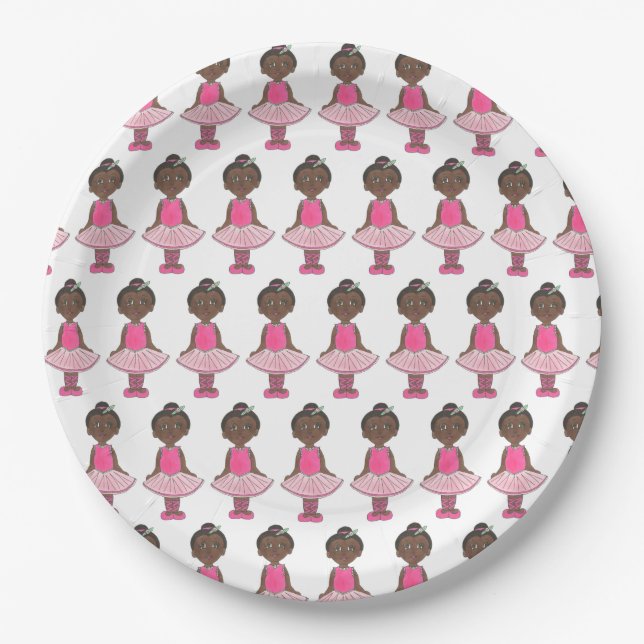 Ballet Pink Ballerina Tutu Dance Recital Dancer Paper Plates (Front)