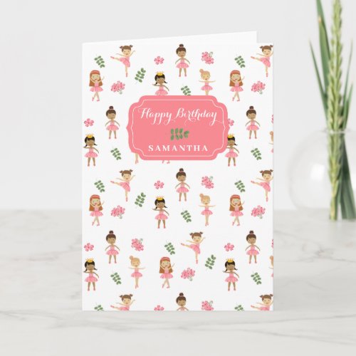 Ballet Pink Ballerinas Dancing Girl Birthday Card