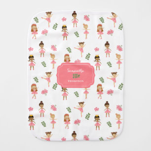 Ballet Pink Ballerinas Dancing Pattern Girl Baby Burp Cloth
