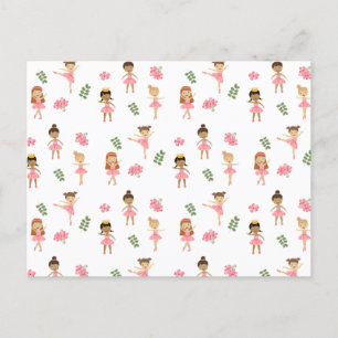 Ballet Pink Ballerinas Dancing Pattern Holiday Postcard
