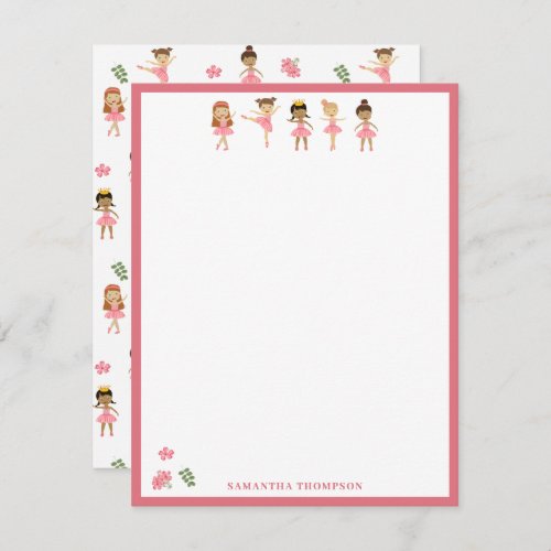 Ballet Pink Ballerinas Dancing Pattern Note Card