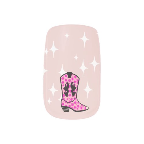 Ballet Pink Cowboy Cowgirl Boot Rodeo Minx Nail Art