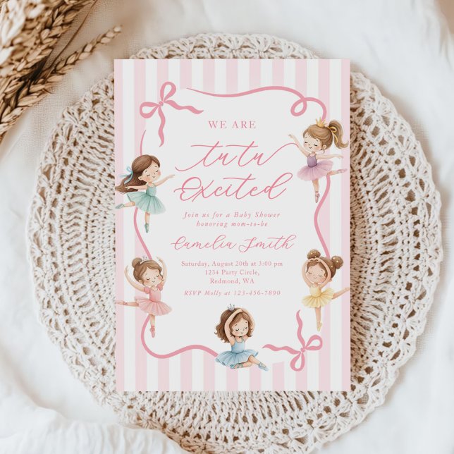 Ballet Pink Girls Bow Ballerina Baby Shower Invitation (Creator Uploaded)