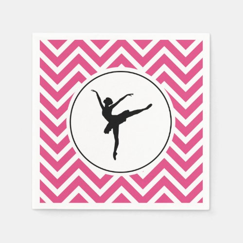 Ballet Pink White Chevron En Pointe Ballerina Paper Napkins