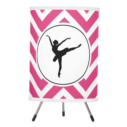 Ballet Pink White Chevron En Pointe Ballerina Tripod Lamp