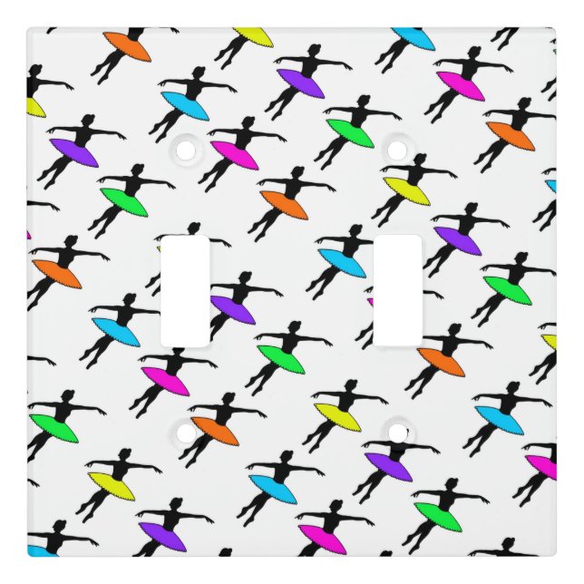 Ballet Pointe Dancer Recital Dance Neon Ballerinas Light Switch Cover (Front)