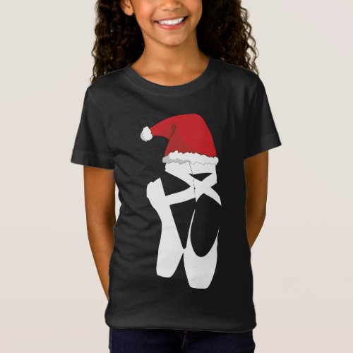 Ballet Pointe Shoe Christmas Santa Hat T_Shirt