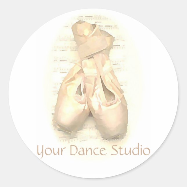 Ballet Pointe Shoes Painted Personalized Classic Round Sticker (Front)
