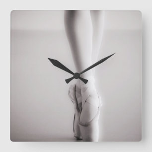 Ballet Pointe Shoes Sepia Dancing Slippers Square Wall Clock