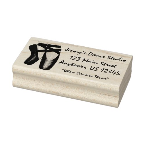 Ballet Pointe Toe Shoes Dance Studio Address Rubber Stamp