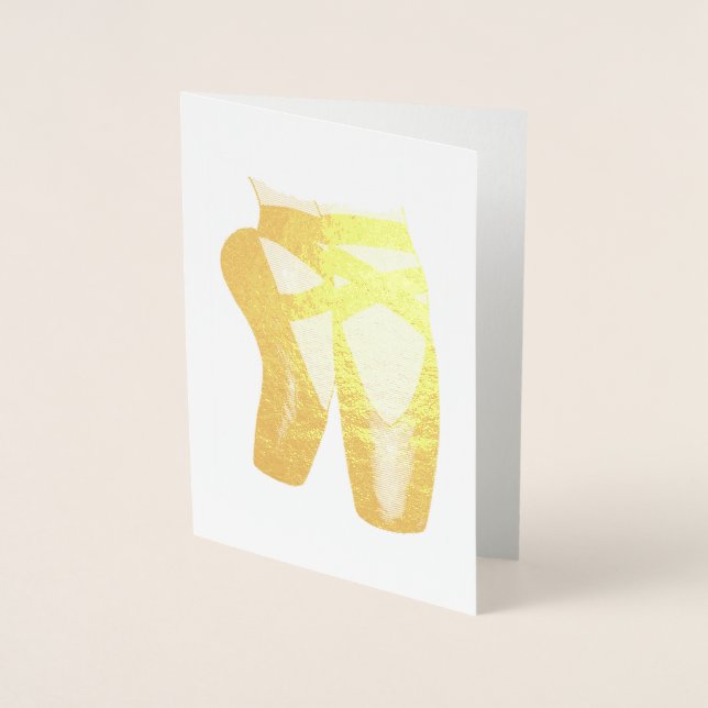 Ballet Pointe Toe Shoes Dance Teacher Ballerina Foil Card (Front)