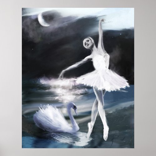 Ballet Poster Moonlight on Swan Lake Poster