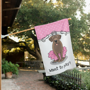 Ballet Princess Chocolate Labrador Retriever Dog House Flag