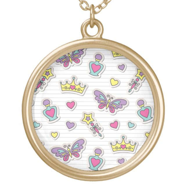 ballet princess pattern gold plated necklace (Front)