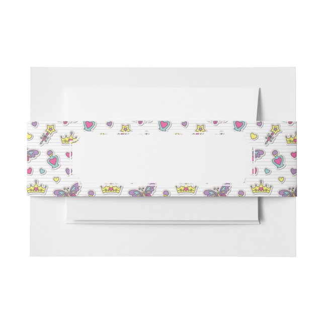 ballet princess pattern invitation belly band (Front Example)