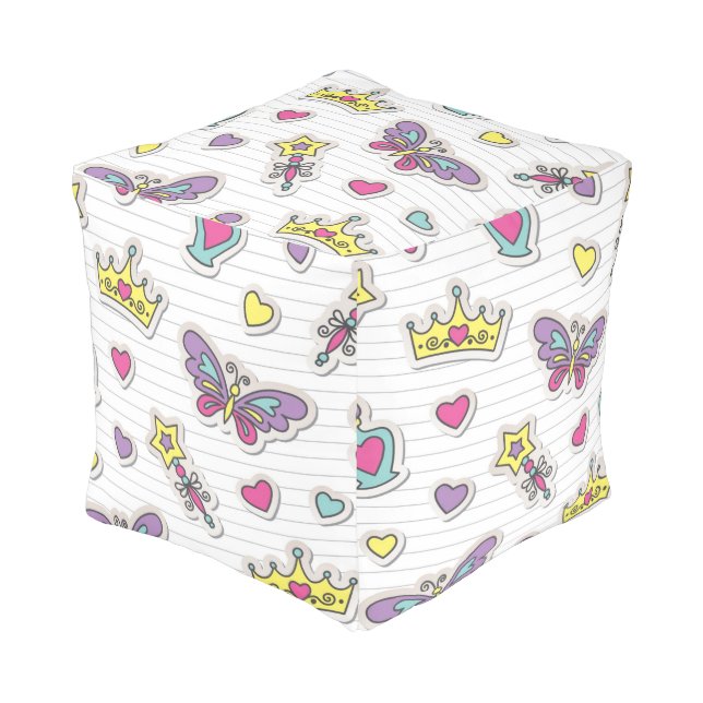 ballet princess pattern pouf (Angled Front)