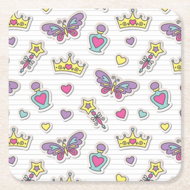 ballet princess pattern square paper coaster (Front)