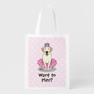 Ballet Princess Yellow Lab Labrador Retriever Dog Grocery Bag