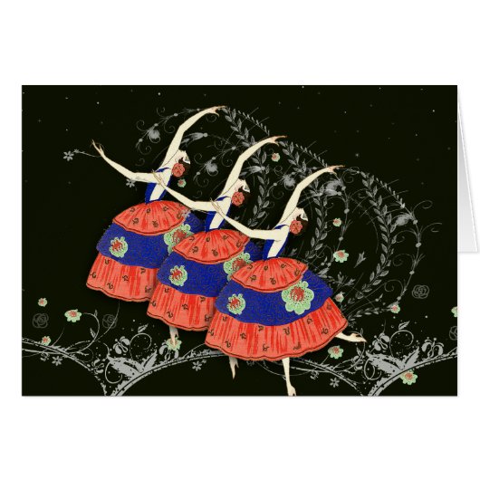 Ballet Printemps Ballerinas Black Version Cards (Front Horizontal)