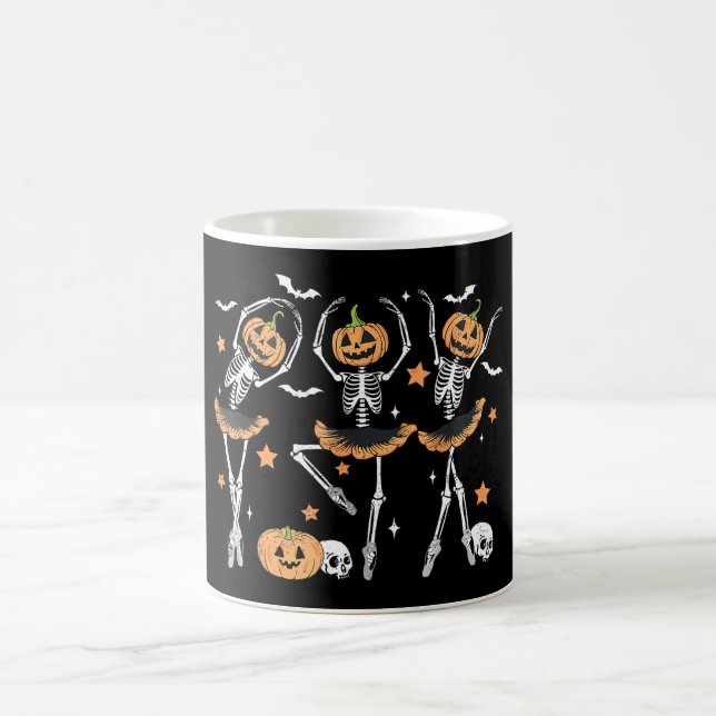 Ballet Pumpkin Skeleton Scary Halloween Color Morph Mug (Center)