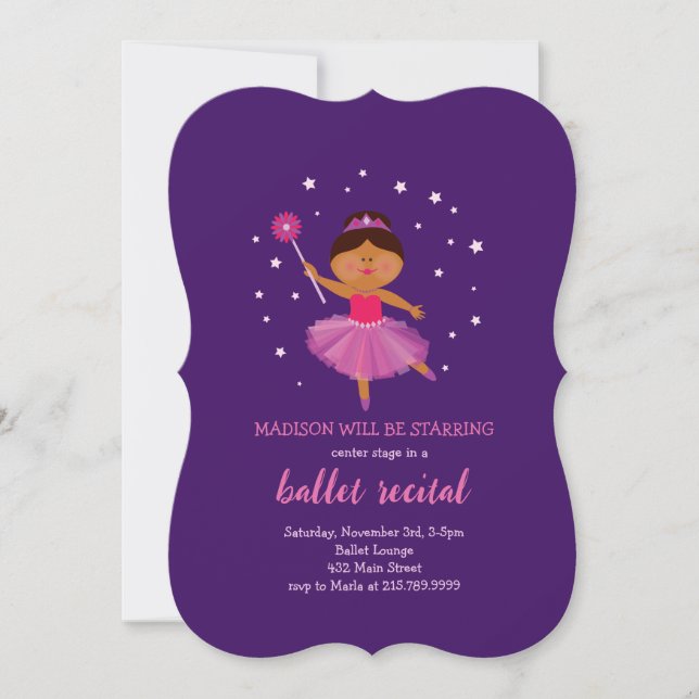 BALLET RECITAL Ballerina Dancer Invitation (Front)