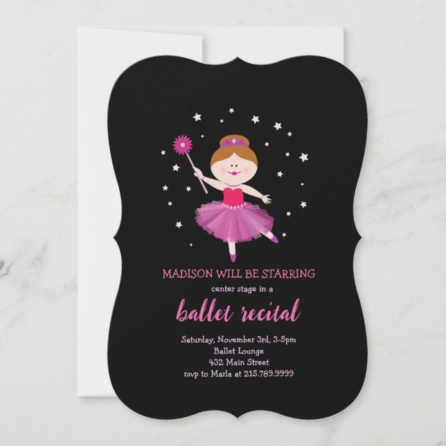 BALLET RECITAL Blonde Ballerina Dancer Invitation (Front)