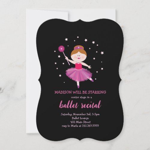 BALLET RECITAL Blonde Ballerina Dancer Invitation