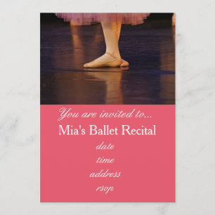 Ballet Recital concert pink ballerina Invitation