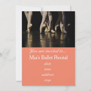 Ballet Recital concert pink ballerina Invitation