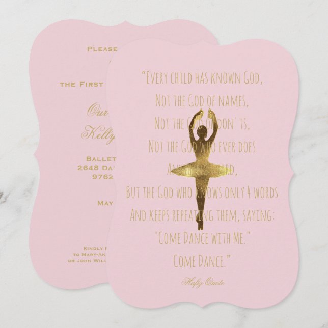 Ballet Recital Dancer Ballerina Quote Dance Event Invitation (Front/Back)