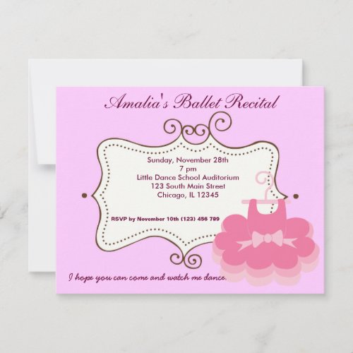 Ballet Recital Custom Invitations