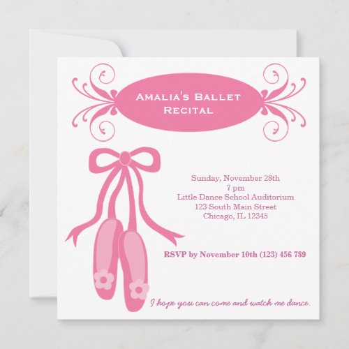 Ballet Recital Custom Invitations