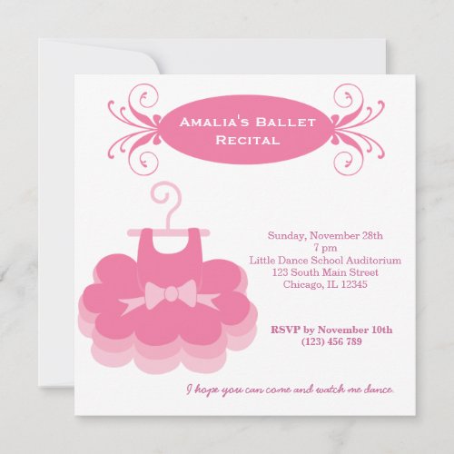 Ballet Recital Personalized Announcements