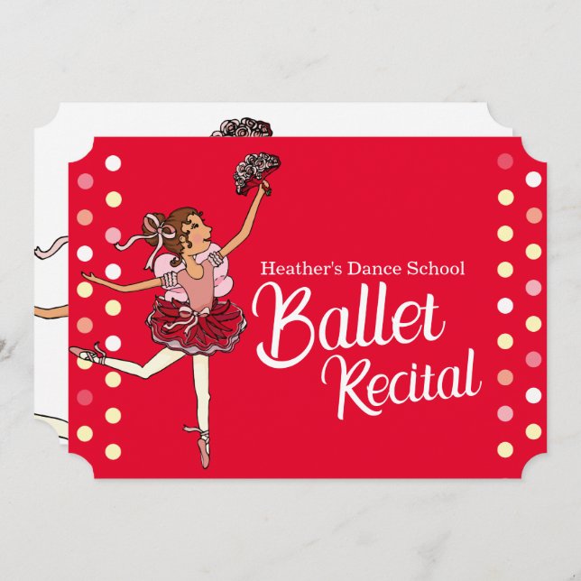 Ballet recital kids ballerina invitation (Front/Back)