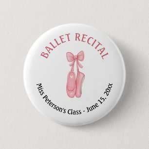Ballet Recital Pink Shoes Party Favor Button